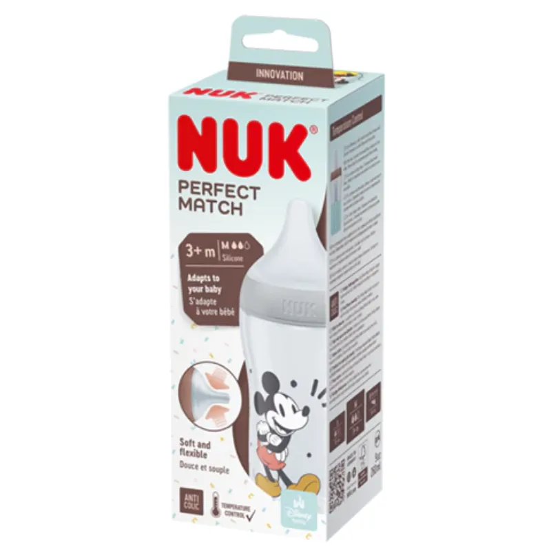 NUK Perfect Match Baby Bottle with soft silicone teat Mickey Mouse 260ml