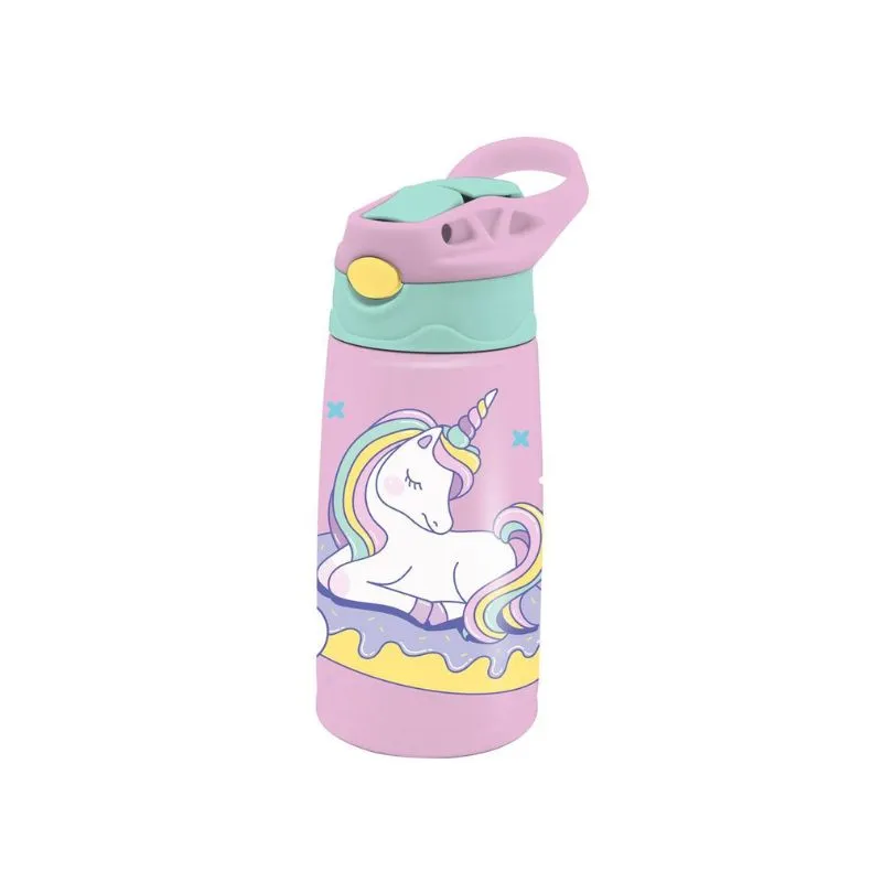 Must Team Stainless Steel Thermos Flask 400 ml with straw , Unicorn