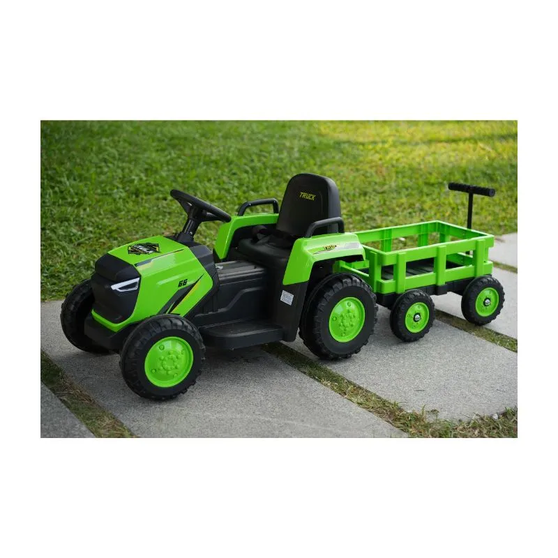 Electric Kids Ride on Tractor with Trailer 12V , Green