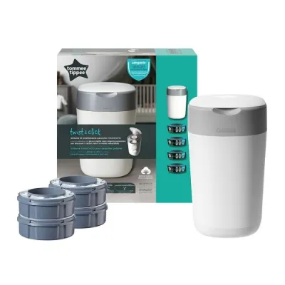 Tommee Tippee Twist & Click  Nappy Disposal System +4 refill cassettes