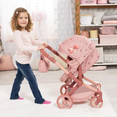 Bayer Design Dolls Pram Xeo with Fabric Ribbon - Pink