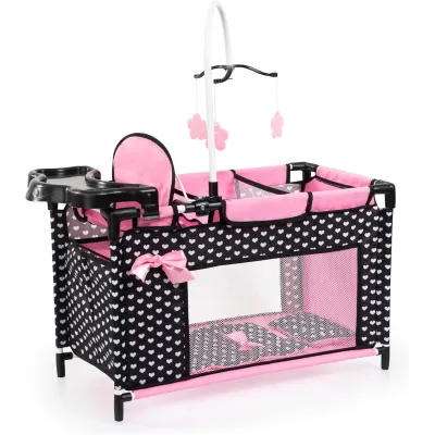Bayer Design Dolls Multi bed , Pink Hearts