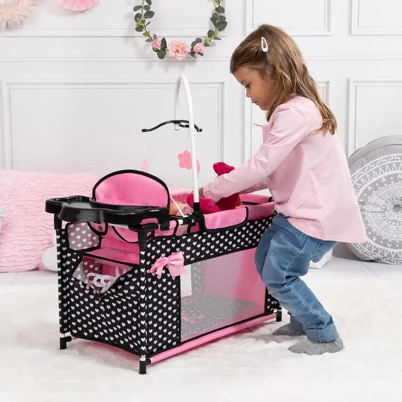 Bayer Design Dolls Multi bed , Pink Hearts