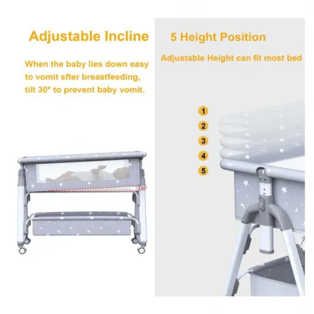 Lazarid 5-in-1 Folding Crib Gray