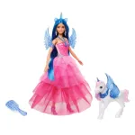 Barbie Unicorn Toy, 65th Anniversary Doll With Blue Hair, Pink Gown & Pet Alicorn