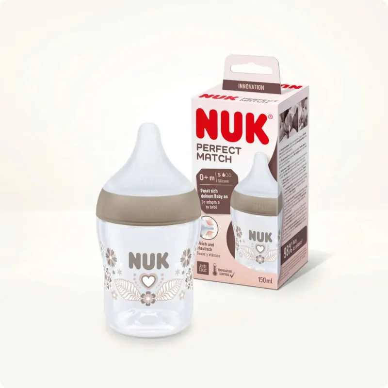 NUK Perfect Match Babby Bottle with soft silicone teat in White