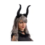 Maleficent witch headband with black fur with header