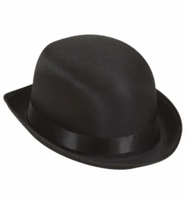 BLACK SATIN BOWLER HATS