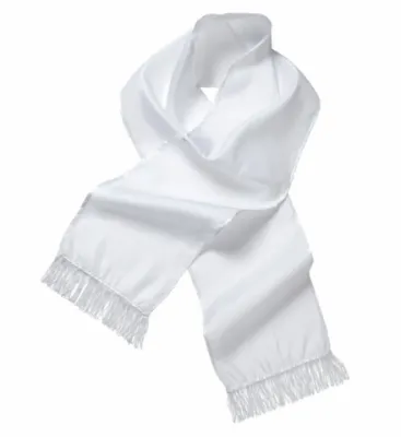 WHITE SATIN SCARF