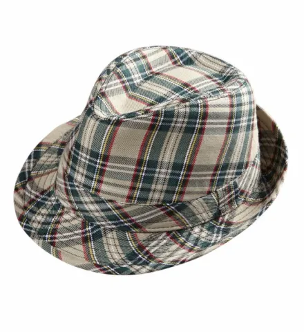 BEIGE TARTAN FEDORA