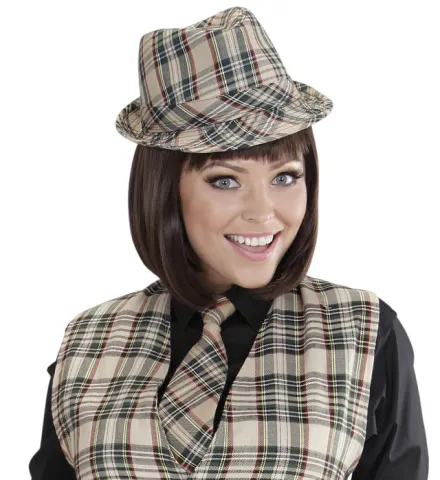 BEIGE TARTAN FEDORA