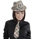 BEIGE TARTAN FEDORA