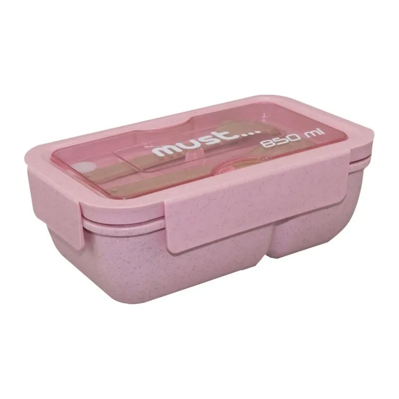 Must Food Container with Fork - Spoon 850ml Pink