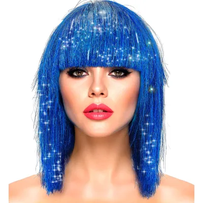BLUE GLITZY WIG