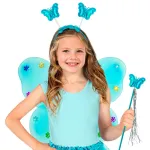 BUTTERFLY SET AZURE - wings, headpiece, magic wand