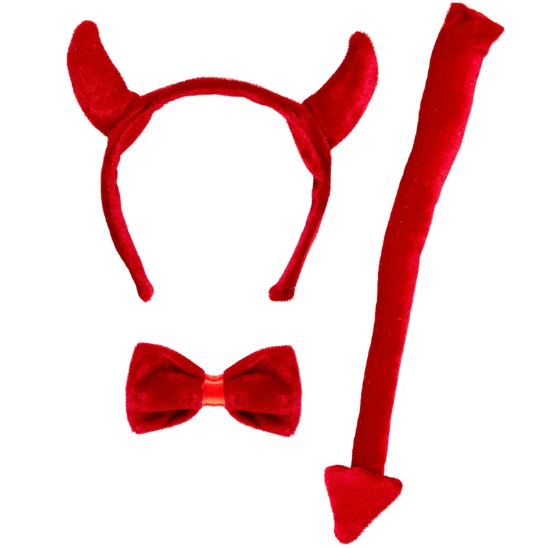 Devil dress-up set - horns, bowtie, tail