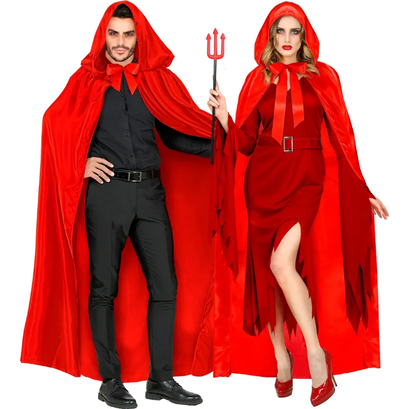 Cape Red Satin Hooded  145cm