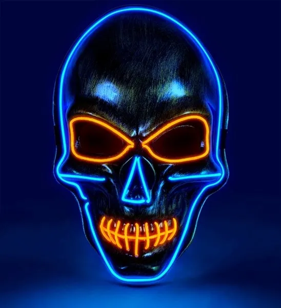 Colored Led Gold Skull Mask