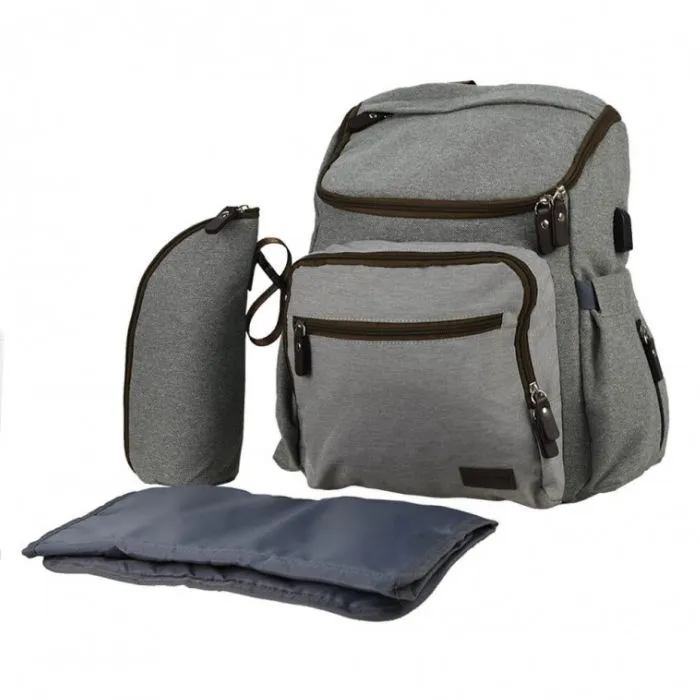 Mama bag with USB Pure Grey
