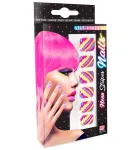Set of 12 Self Adhesive Neon Stripes Nails