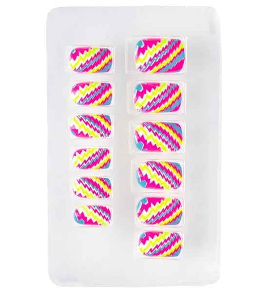 Set of 12 Self Adhesive Neon Stripes Nails