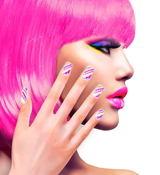 Set of 12 Self Adhesive Neon Stripes Nails