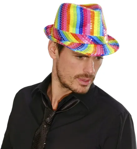 RAINBOW SEQUINED FEDORA