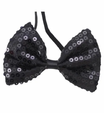 BLACK SEQUIN BOW TIE