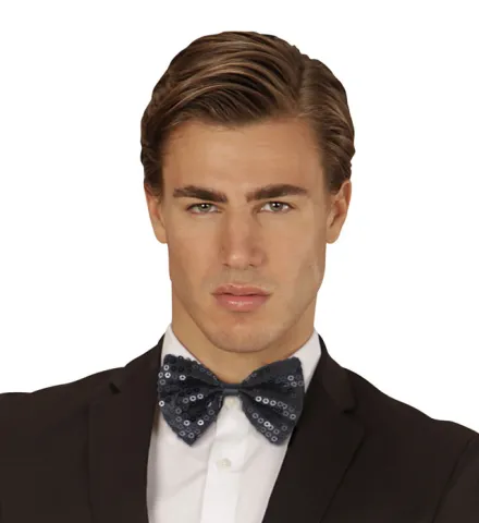BLACK SEQUIN BOW TIE