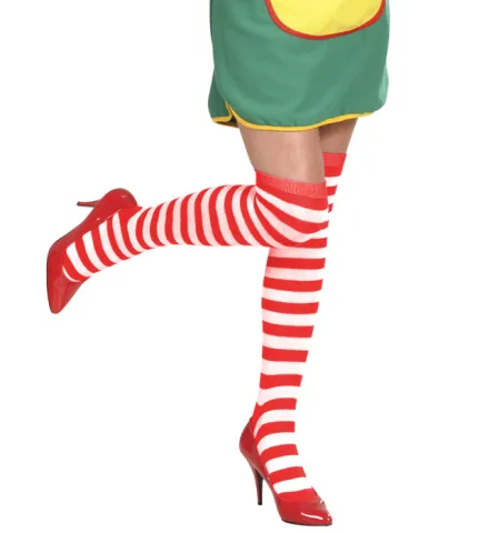 WHITE-RED STRIPED OVER THE KNEE SOCKS