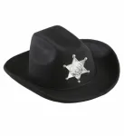 REAL-LOOK BLACK COWBOY HAT WITH SHERIFF STAR for boys