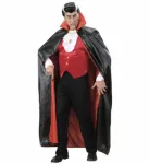 BLACK-RED LINED SATIN CAPE