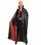 BLACK-RED LINED SATIN CAPE