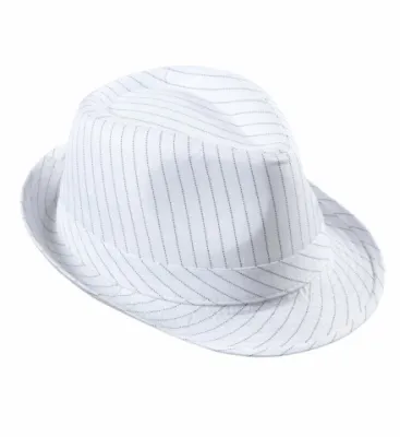 WHITE PINSTRIPED FEDORA