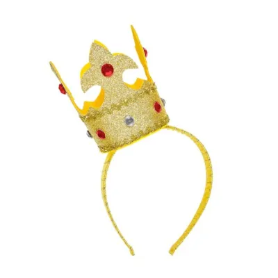 Gold Mini Crown With Gems on Headband