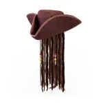Leather Look Pirate Tricorn with Dreadlocks