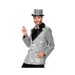 Silver Sequin Jacket with Satin Collar