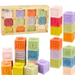 Set of Educational Sensory Rubber Blocks: Numbers and Shapes, 12 pieces