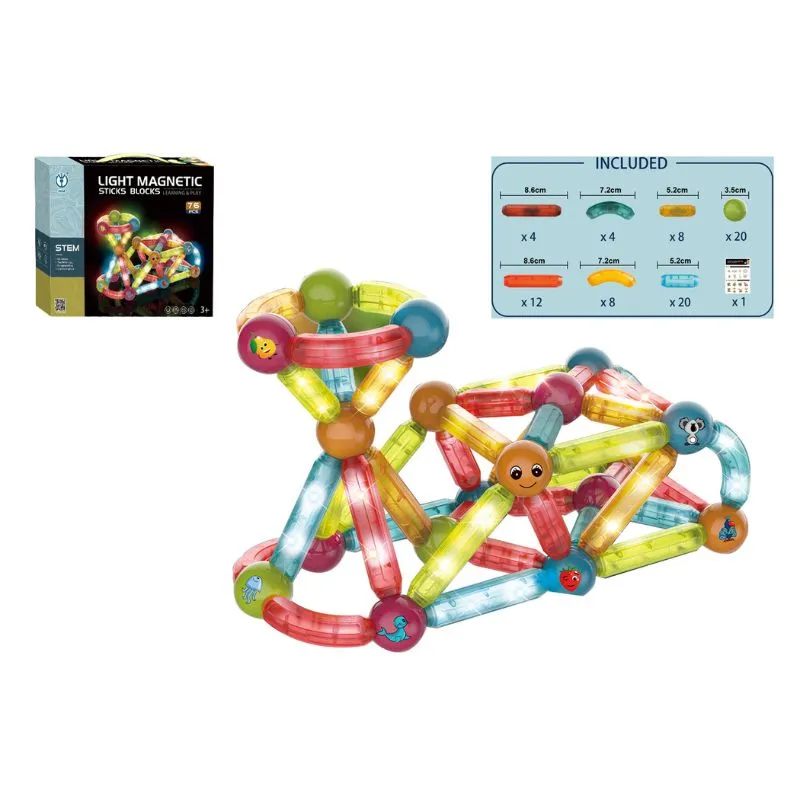 Infinity Toys Magnetic sticks with light  (76pcs)