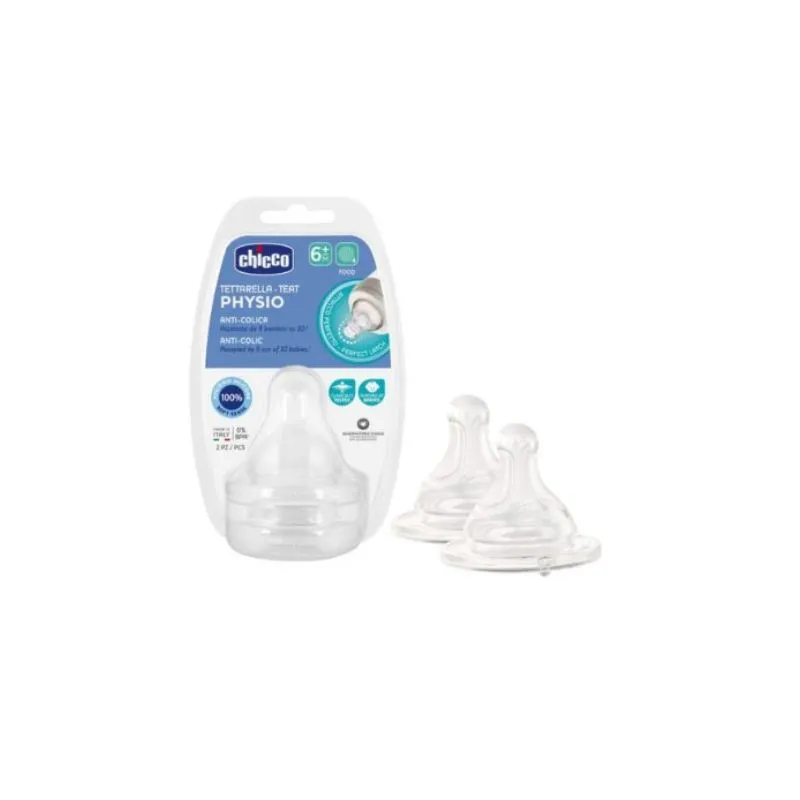 Chicco Silicone Nipple Physio Perfect 5 Food Flow 6M+ (2pcs)