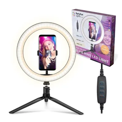 Selfie Ring LED Light 26 cm - Tripod, Phone Holder with USB Plug