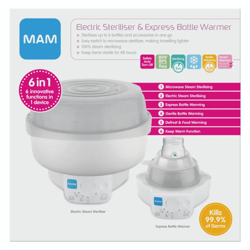 MAM - Electric Bottle Sterilizer and Heater (6 in 1)