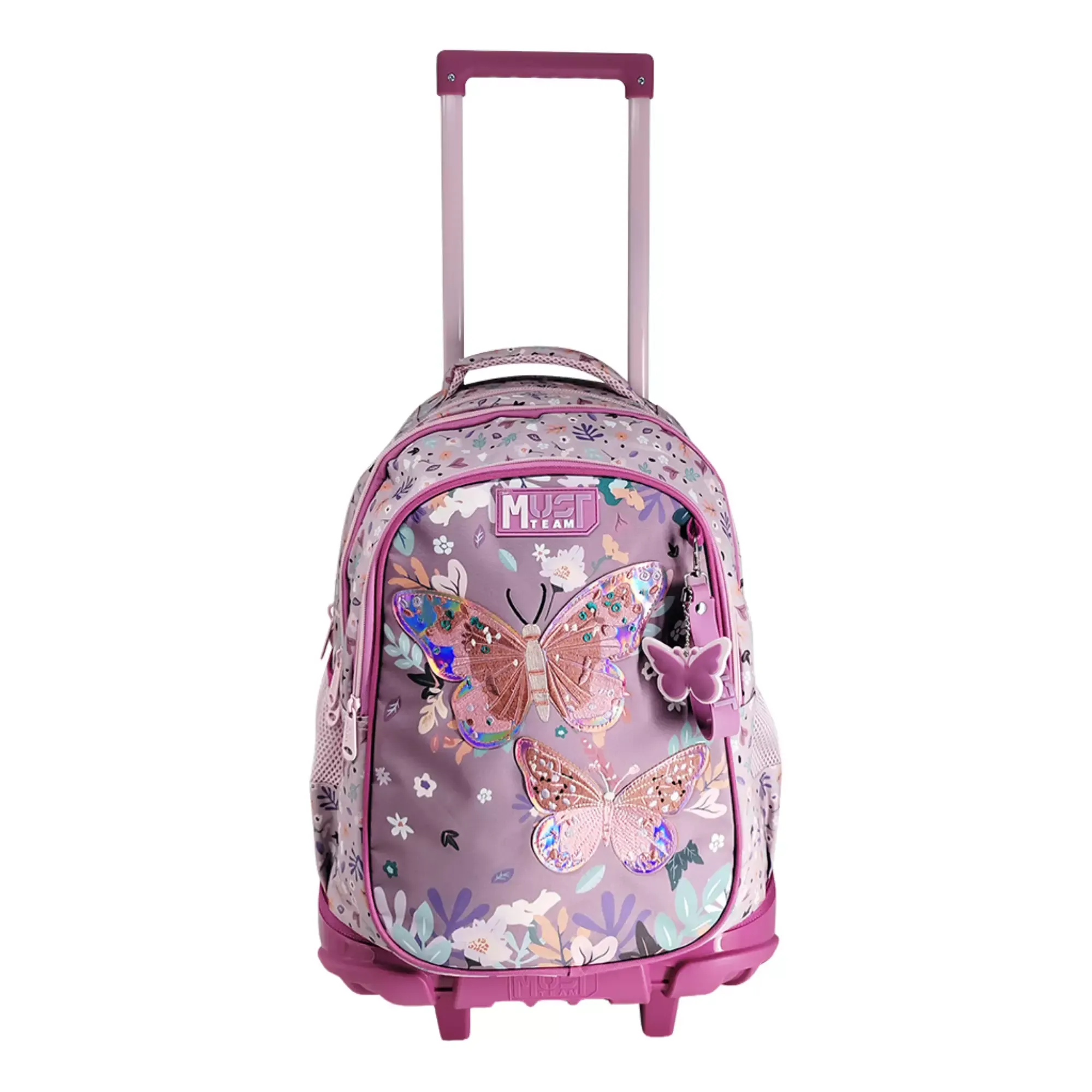 School Trolley Bag Elementary Must Team Butterflies Lilac 3 Compartments