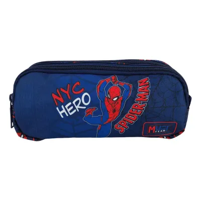 School Barrel Pencil Case Spider- Man NYC Hero Must Team 2 Zippers