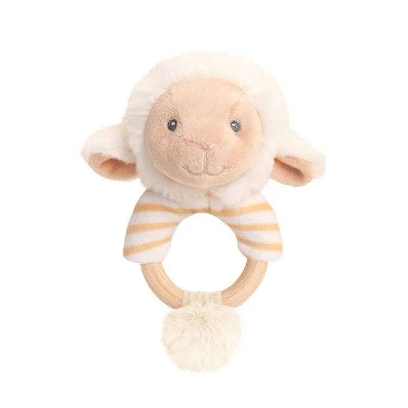 Keel Toys 14cm Teether Ring Lamb