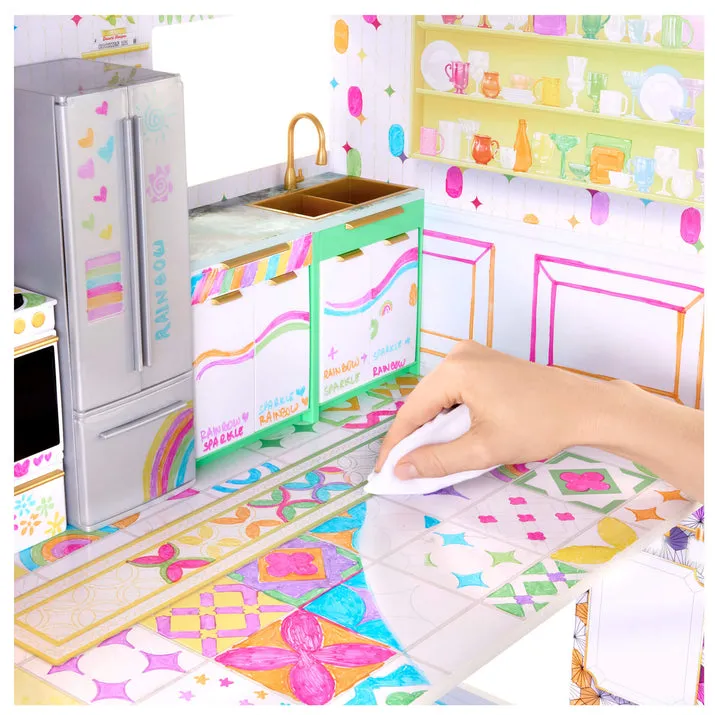 Rainbow High Color & Play 3-Story Doll House, Design All Walls & Floors with Washable Markers