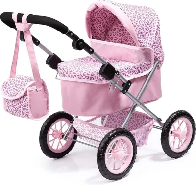 Bayer Design Dolls Trendy Pram  Pink & Animal Print