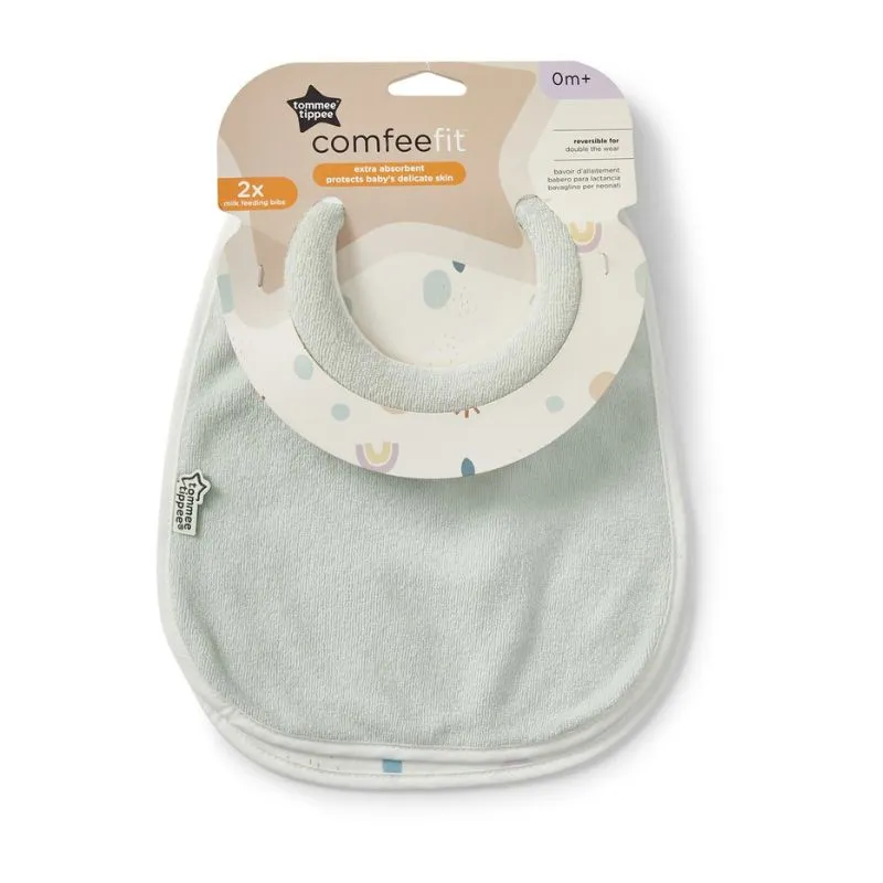 Tommee Tippee Comfee Fit Milk Feeding Bibs 2 Pack - Green