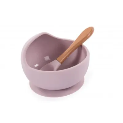 B-Suction Bowl Silicone & Spoon Pink