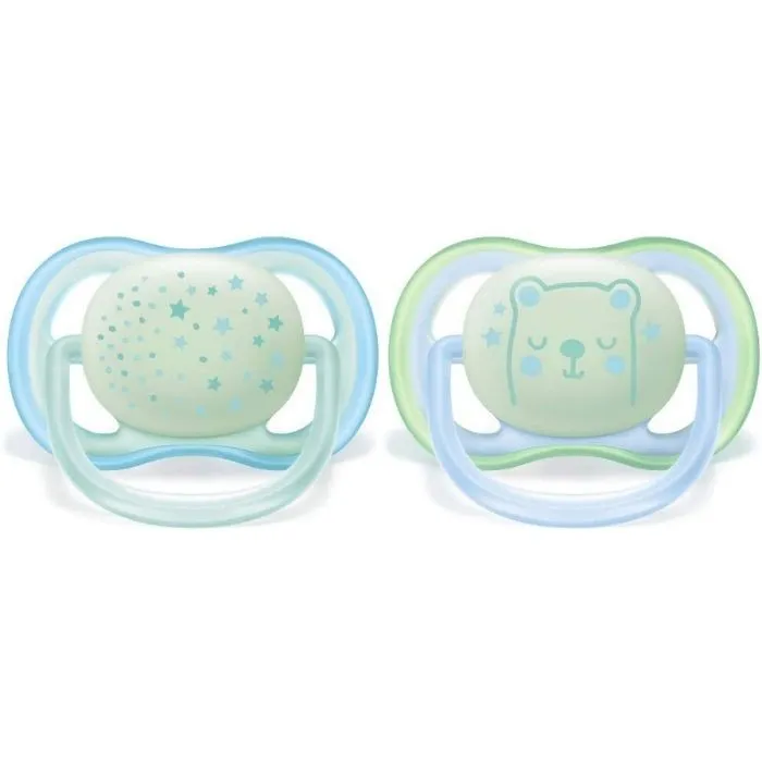 Philips Avent Ultra Air Soother Nighttime Glow in The Dark ( 0-6 m) Light Blue